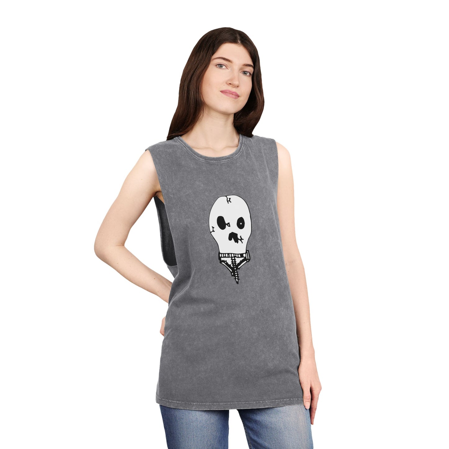 Nith OE Unisex Stonewash Tank Top WITHERED SKELLY