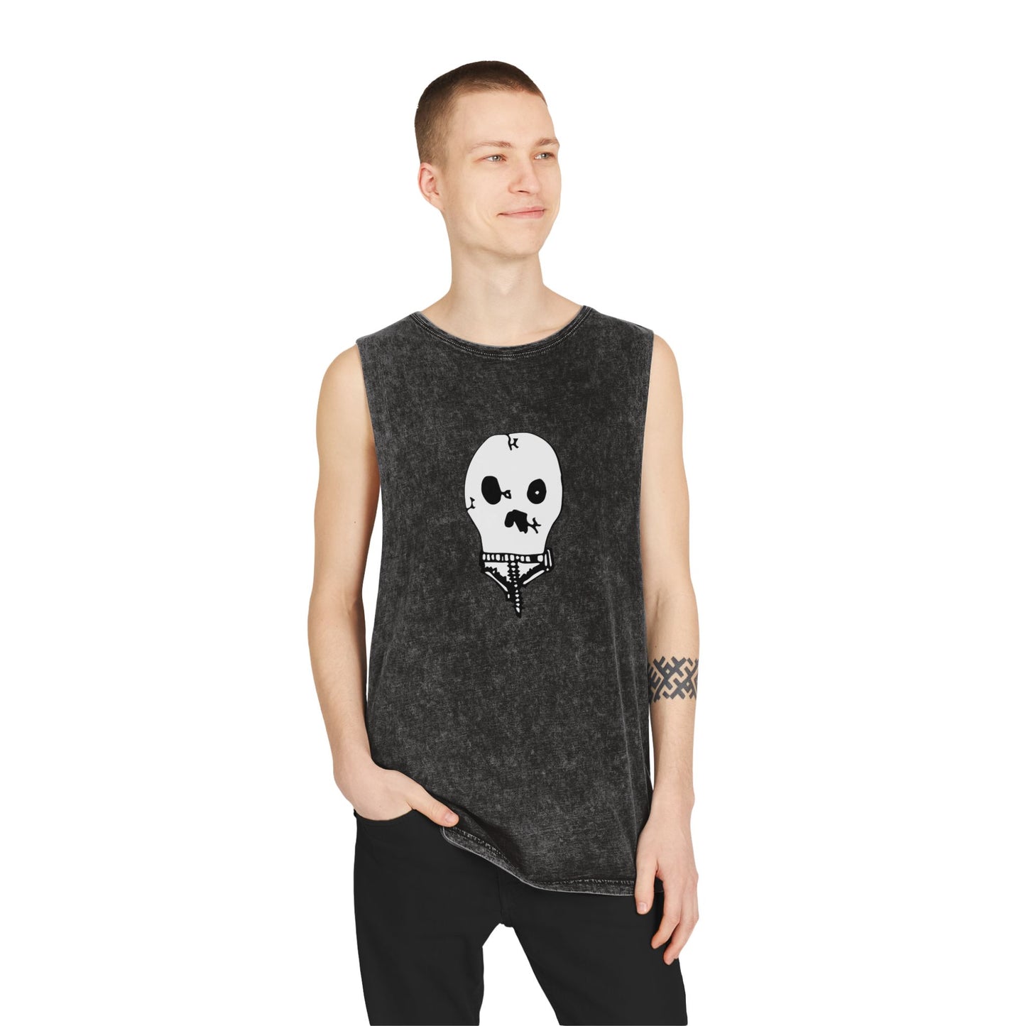 Nith OE Unisex Stonewash Tank Top WITHERED SKELLY